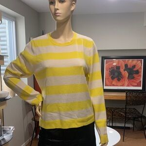 Yellow and Cream Striped Women's Sweatshirt